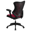 High Back Designer Burgundy Mesh Executive Swivel Ergonomic Office Chair with Adjustable Arms