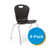 ZUMA Series 18" Classroom Chair with Civitas Frame, Black Bucket, Chrome Frame - Set of 4 Chairs