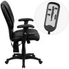 Mid-Back Ergonomic Massaging Black Leather Executive Swivel Office Chair with Adjustable Arms