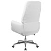 High Back Traditional Tufted White Leather Executive Swivel Office Chair with Arms