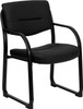 Black Leather Executive Side Reception Chair with Sled Base