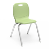 N2 Series 16" Classroom Chair, Green Apple Bucket, Chrome Frame, 3rd - 4th Grade - Set of 4 Chairs