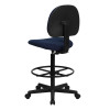 Navy Blue Patterned Fabric Drafting Chair (Cylinders: 22.5''-27''H or 26''-30.5''H)