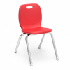 N2 Series 16" Classroom Chair, Red Bucket, Chrome Frame, 3rd - 4th Grade - Set of 4 Chairs