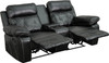 Reel Comfort Series 2-Seat Reclining Black Leather Theater Seating Unit with Straight Cup Holders