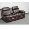 Reel Comfort Series 2-Seat Reclining Brown Leather Theater Seating Unit with Straight Cup Holders