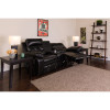 Reel Comfort Series 2-Seat Reclining Black Leather Theater Seating Unit with Curved Cup Holders