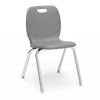 N2 Series 18" Classroom Chair, Graphite Bucket, Chrome Frame, 5th Grade - Adult - Set of 4 Chairs