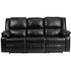 Harmony Series Black Leather Sofa with Two Built-In Recliners