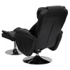 Transitional Multi-Position Recliner and Ottoman with Chrome Base in Black Leather