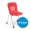 Metaphor Series 16" Classroom Chair, Red Bucket, Chrome Frame, 3rd - 4th Grade - Set of 4 Chairs