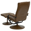 Contemporary Multi-Position Recliner and Ottoman with Wrapped Base in Palimino Leather
