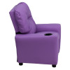 Contemporary Lavender Vinyl Kids Recliner with Cup Holder