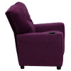 Contemporary Purple Microfiber Kids Recliner with Cup Holder