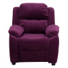 Deluxe Padded Contemporary Purple Microfiber Kids Recliner with Storage Arms