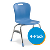Sage Series 18" Classroom Chair, Sky Blue Bucket, Chrome Frame, 5th Grade - Adult - Set of 4 Chairs