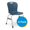 Sage Series 18" Classroom Chair, Navy Bucket, Chrome Frame, 5th Grade - Adult - Set of 4 Chairs