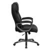 High Back Black Leather Executive Swivel Office Chair with Titanium Nylon Base and Arms