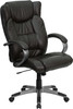 High Back Espresso Brown Leather Executive Swivel Office Chair with Titanium Nylon Base and Loop Arms