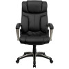 High Back Folding Black Leather Executive Swivel Office Chair with Arms