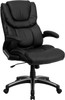 High Back Black Leather Executive Swivel Office Chair with Double Layered Headrest and Open Arms