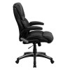 High Back Black Leather Executive Swivel Office Chair with Double Layered Headrest and Open Arms