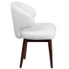 Comfort Back Series White Leather Side Reception Chair with Walnut Legs