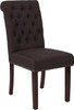 TYCOON Series Brown Fabric Parsons Chair with Rolled Back, Accent Nail Trim and Walnut Finish