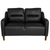 Newton Hill Upholstered Bustle Back Loveseat in Black Leather