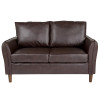 Milton Park Upholstered Plush Pillow Back Loveseat in Brown Leather