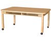 Mobile 36" x 48" Four Seater High Pressure Laminate Desk with Hardwood Legs