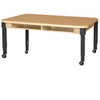 Mobile 36" x 48" Four Seater High Pressure Laminate Desk with Adjustable Legs