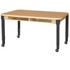 Mobile 36" x 48" Four Seater High Pressure Laminate Desk with Adjustable Legs