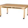 Mobile 36" x 60" Four Seater High Pressure Laminate Desk with Hardwood Legs