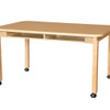 Mobile 36" x 60" Four Seater High Pressure Laminate Desk with Hardwood Legs