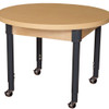 Mobile 36" Round High Pressure Laminate Table with Adjustable Legs