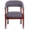 Gray Fabric Luxurious Conference Chair with Accent Nail Trim and Casters