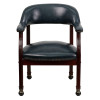 Navy Vinyl Luxurious Conference Chair with Accent Nail Trim and Casters