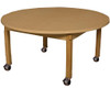 Mobile 48" Round High Pressure Laminate Table with Hardwood Legs