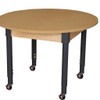 Mobile 48" Round High Pressure Laminate Table with Adjustable Legs