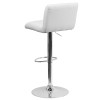 Contemporary White Vinyl Adjustable Height Barstool with Vertical Stitch Back/Seat and Chrome Base