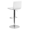 Contemporary Button Tufted White Vinyl Adjustable Height Barstool with Chrome Base