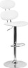 Contemporary White Vinyl Adjustable Height Barstool with Ellipse Back and Chrome Base