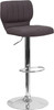 Contemporary Charcoal Fabric Adjustable Height Barstool with Vertical Stitch Back and Chrome Base