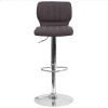 Contemporary Charcoal Fabric Adjustable Height Barstool with Vertical Stitch Back and Chrome Base