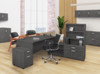 Legacy 71" Hi-Low Bow Front L-Desk with Open Hutch and Single Mobile Pedestal