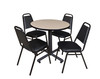 Kobe Round Breakroom Table & 4 Restaurant Stack Chairs- Black