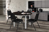 Kee Round Breakroom Table With 4 Black Restaurant Stack Chairs