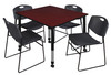 Kee Square Height Adjustable Moblie Classroom Table With  4 Black Zeng Stack Chairs