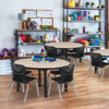 Kee 48" Round Height Adjustable Classroom Table With 4 Andy 12-in Stack Chairs